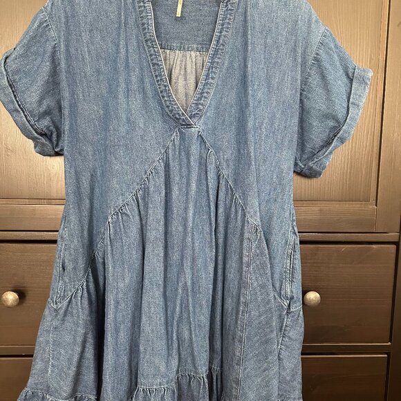 Free People Denim mini Dress - Picture 1 of 3